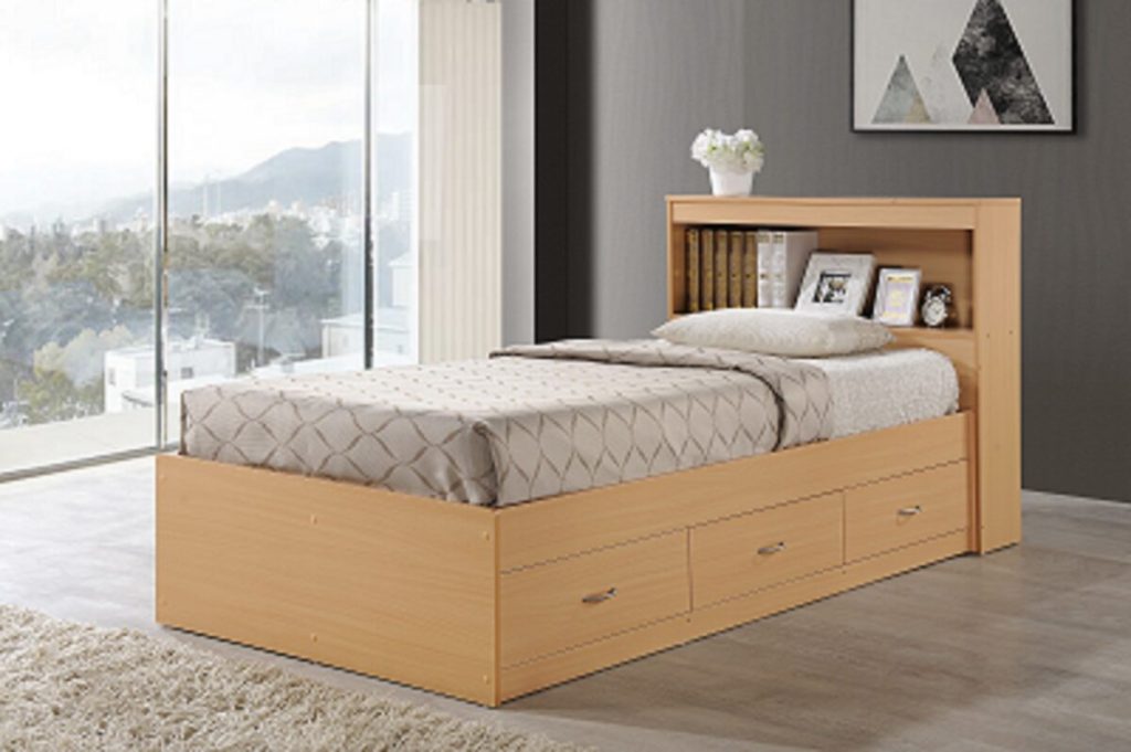 Hodedah TwinSize Captain Bed with 3Drawers and Headboard HODEDAH